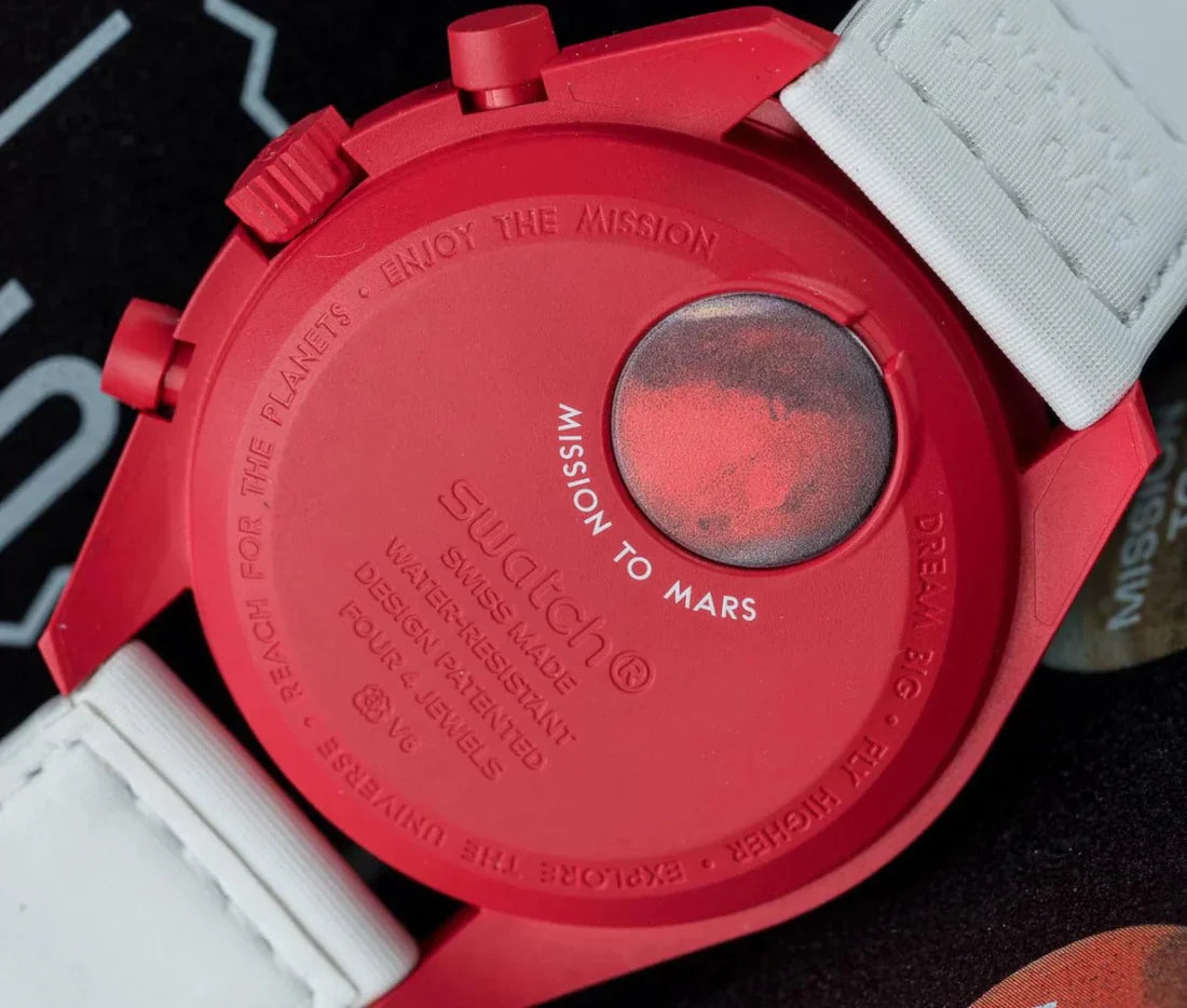 Swatch x Omega White Dial & Red Case/White Strap  Mission to Mercury OG-1025