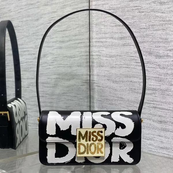 Miss_Dior_2025_Black_Dior_Flap_Shoulderbag_With_OG_Box_Dust_Bag_&_2belts_Black_D2426(LB)