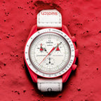 Swatch x Omega White Dial & Red Case/White Strap  Mission to Mercury OG-1025
