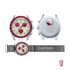 Swatch x Omega Cream and Maroon Dial/Black Strap Mission to Mercury OG-1029