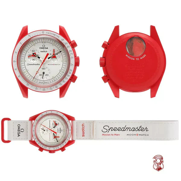 Swatch x Omega White Dial & Red Case/White Strap  Mission to Mercury OG-1025