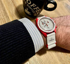Swatch x Omega White Dial & Red Case/White Strap  Mission to Mercury OG-1025