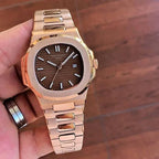 Patek Philippe Brown Rose Gold Full Metal Men's Watch