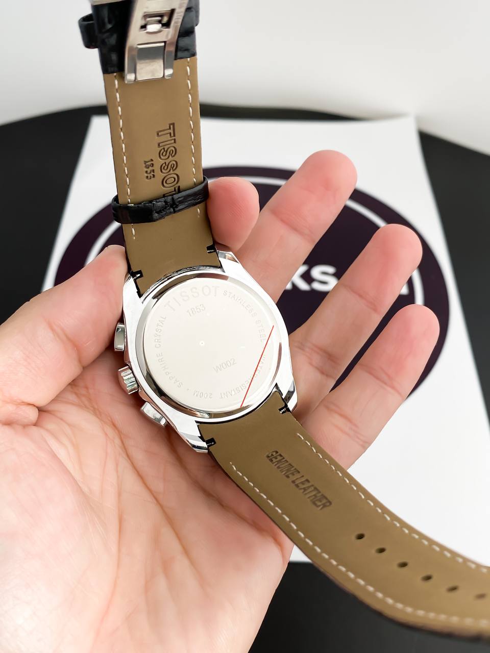 SILVER BLACK LEATHER BELT WATCH  TW1853