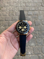 Daytona Black Dial Gold Case Silicon Strap Stylish Watch DW0213