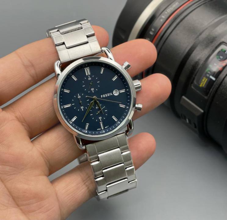 Commuter Silver Blue Chain Watch For Men