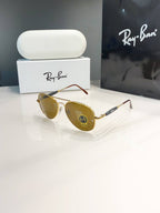 Rayban Gold Brown Sunglass 1122
