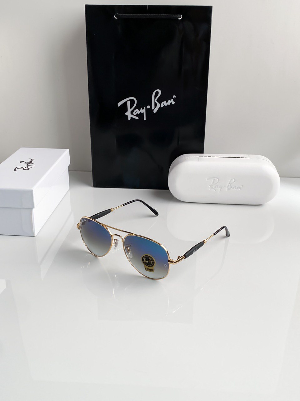 Aviator Gold Blue Shade Sunglass