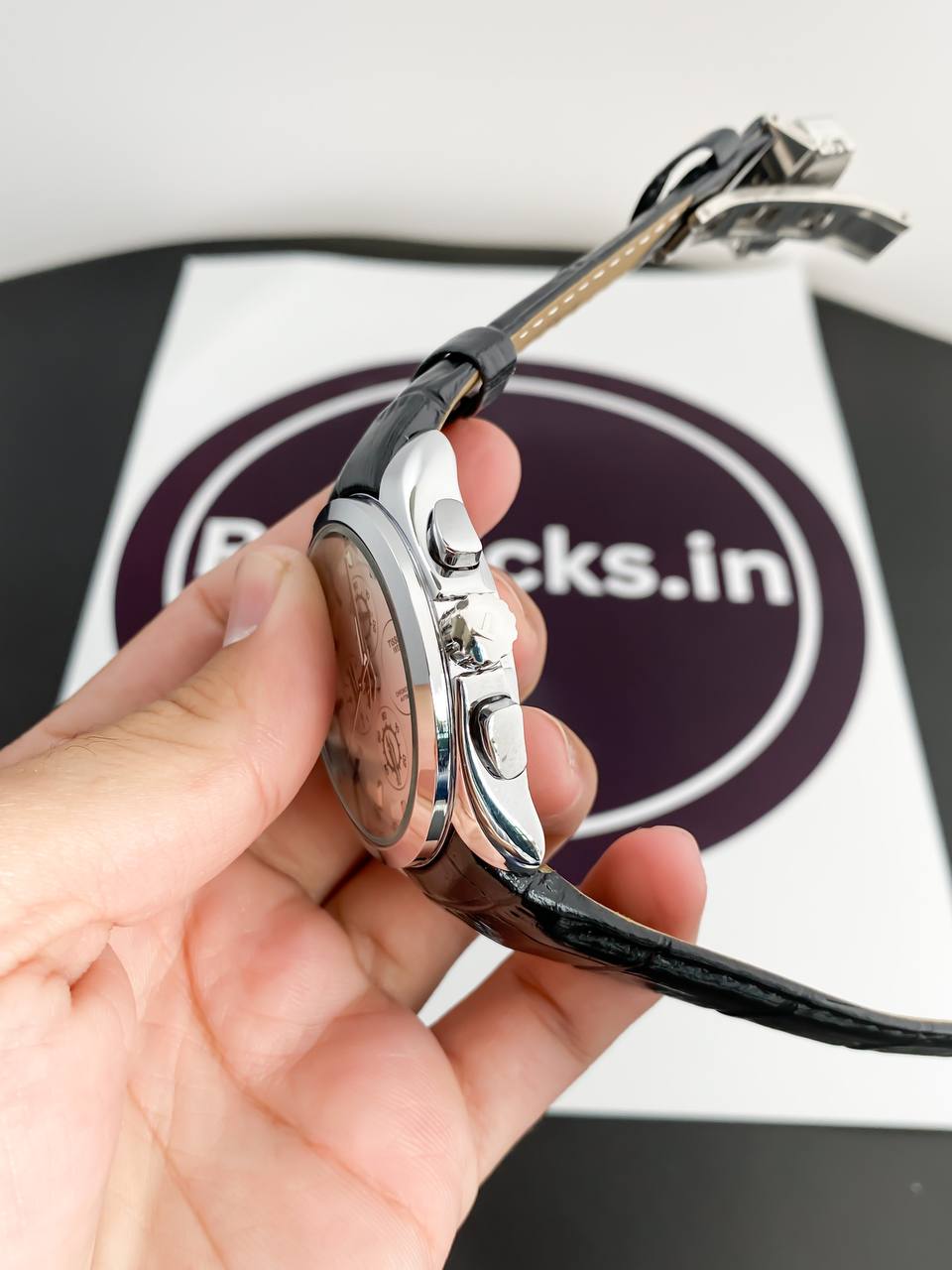 SILVER BLACK LEATHER BELT WATCH  TW1853
