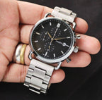 Commuter Silver Black Chain Watch For Men