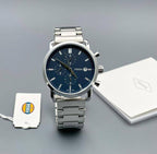 Commuter Silver Blue Chain Watch For Men
