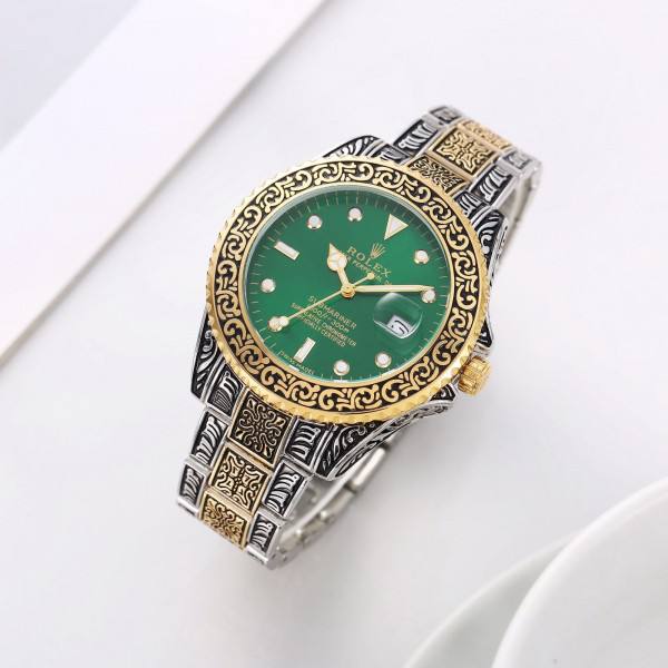Tutone Green Rajwadi Date  watch RW0321