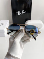 Aviator Gold Blue Shade Sunglass